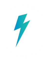 cool elements logo white with blue bolt